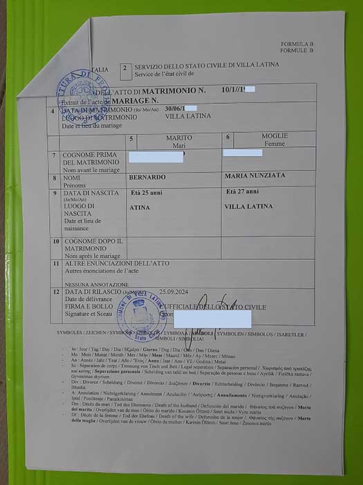 marriage certificate